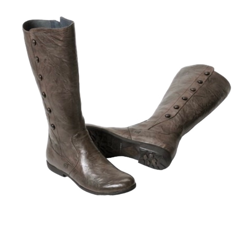 Born W22402 Sage Minerale Crunched Leather Riding Boots, Sz 8.5